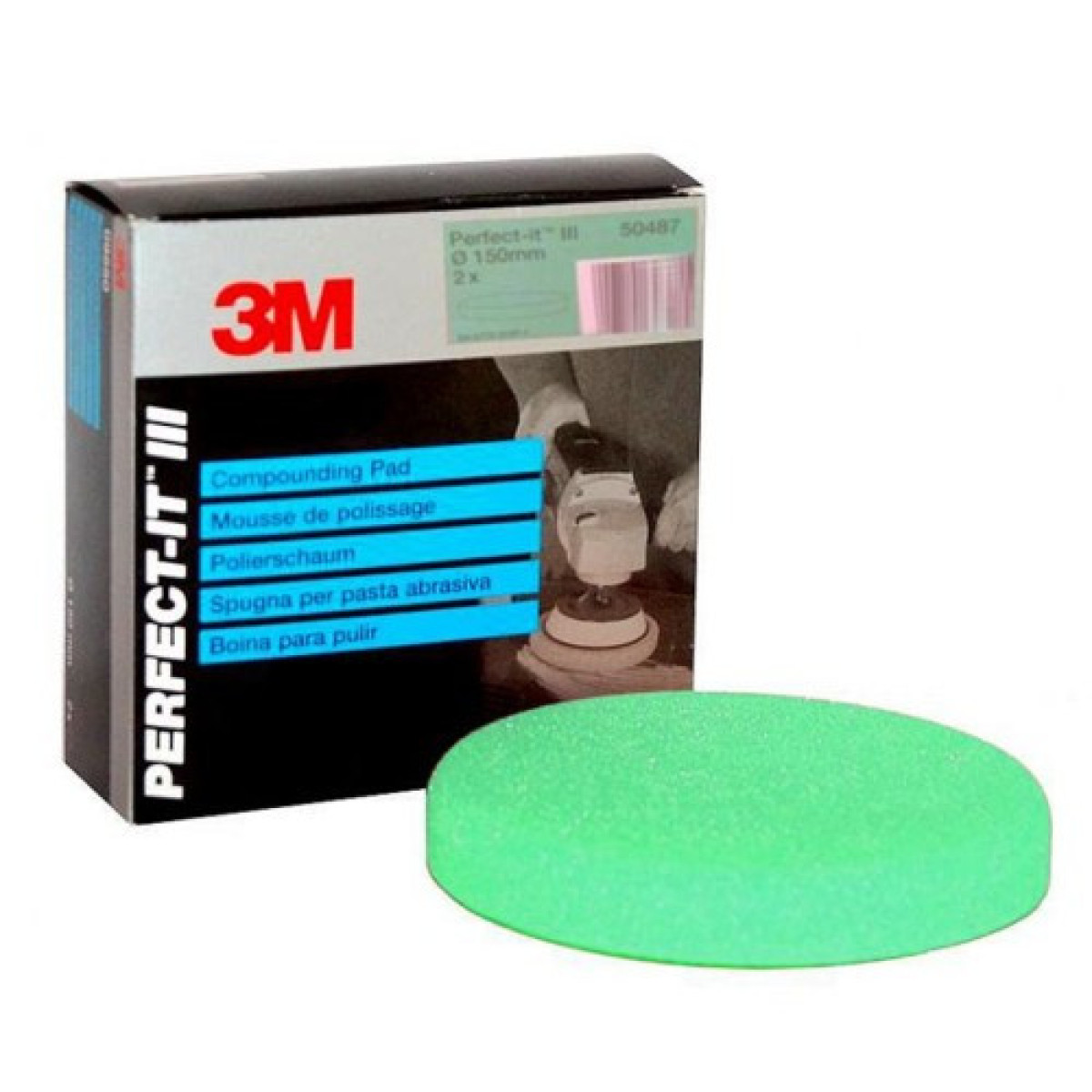 3M Perfect-It III Compounding Pad Green, polishing sponge, green, 150mm