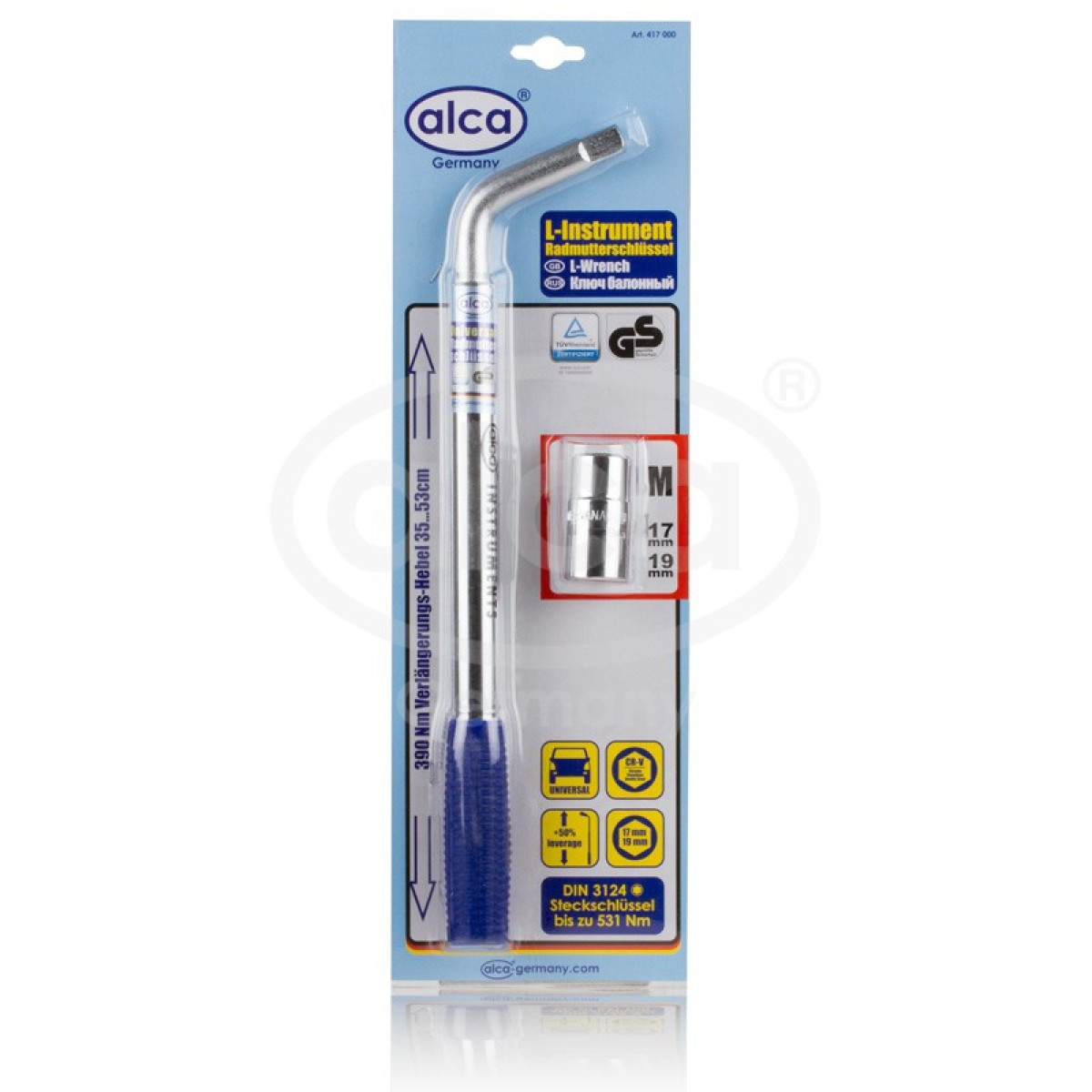 ALCA Ext.Wheel L-Wrench, Wheel wrench, L-shaped, 17/19 mm