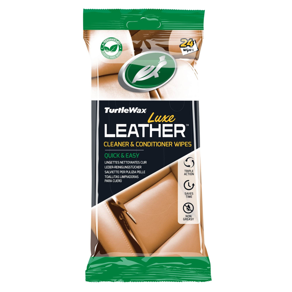 TURTLE WAX Luxe Leather Wipes, 24 pcs