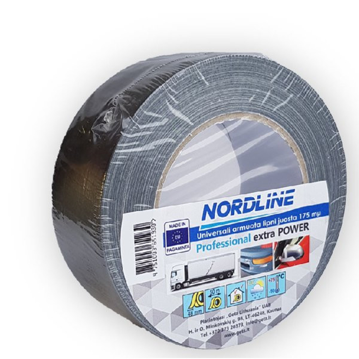 NORDLINE PREMIUM reinforced fabric tape, moisture resistant, gray, 48mmX50m