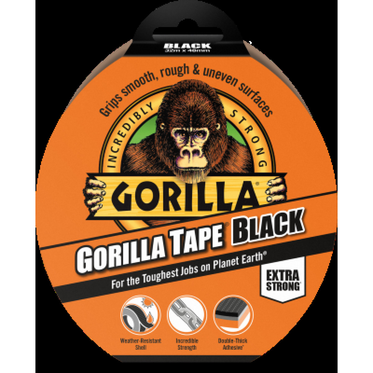 Gorilla Tape Black, adhesive tape, black, 32mx48mm