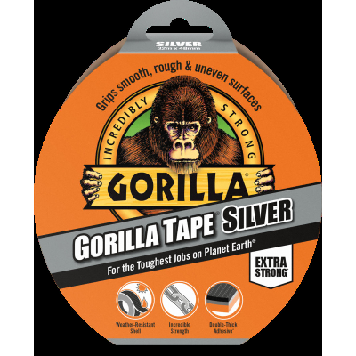 Gorilla Tape Silver 32mx48mm, adhesive tape, gray