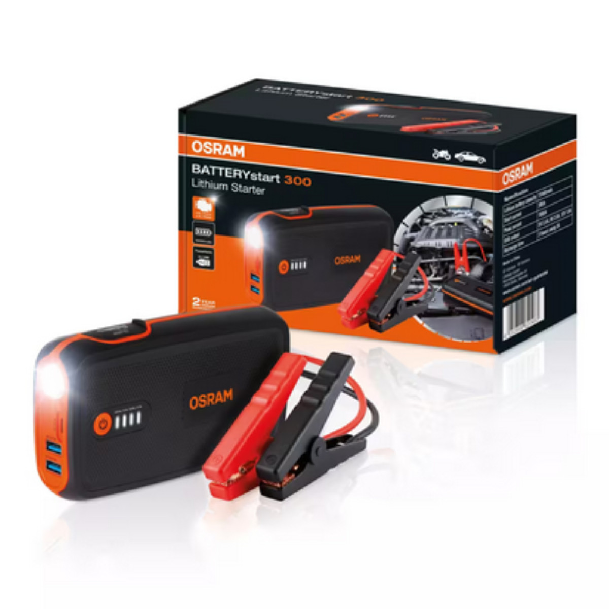 OSRAM ACE battery-starter, lithium 13000 mAh, min current 300A. max current 1500A, 5V 2.4A, 9V2.0