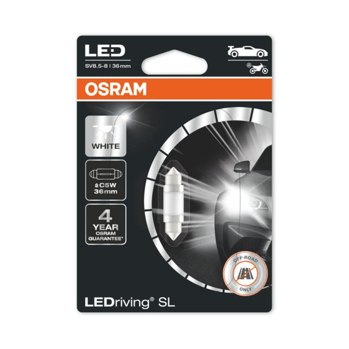 OSRAM Car bulb LED Retrofit 0.5W 12V SV8.5-85, (L6436CW-01B), 1 pc