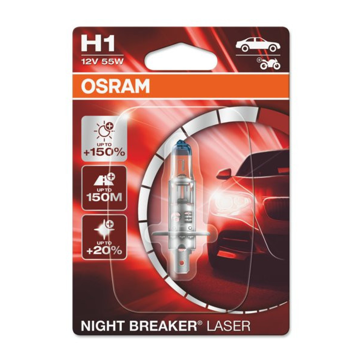 OSRAM Car bulb NIGHT BREAKER LASER +150% H1 55W 12V P14.5S, 1 pc