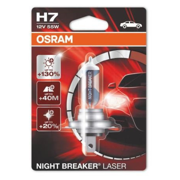 OSRAM Car bulb Night Breaker Laser H7 55W 12V PX26D, 1 pc.