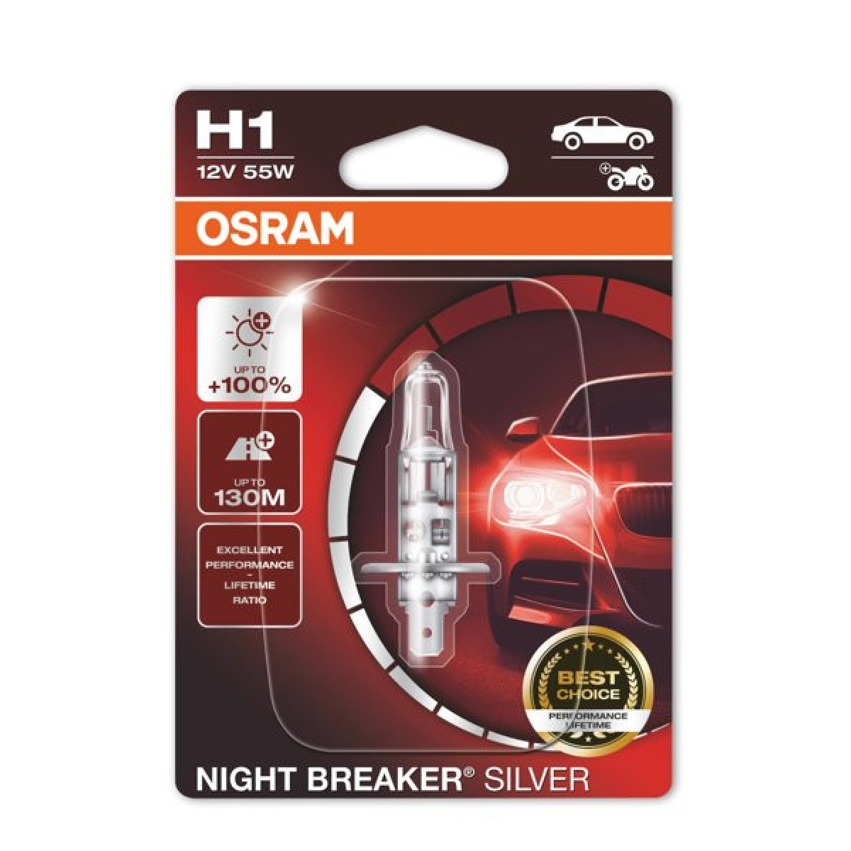 OSRAM Car bulb NIGHT BREAKER SILVER +100% H1 55W 12V P14.5S, 1 pc