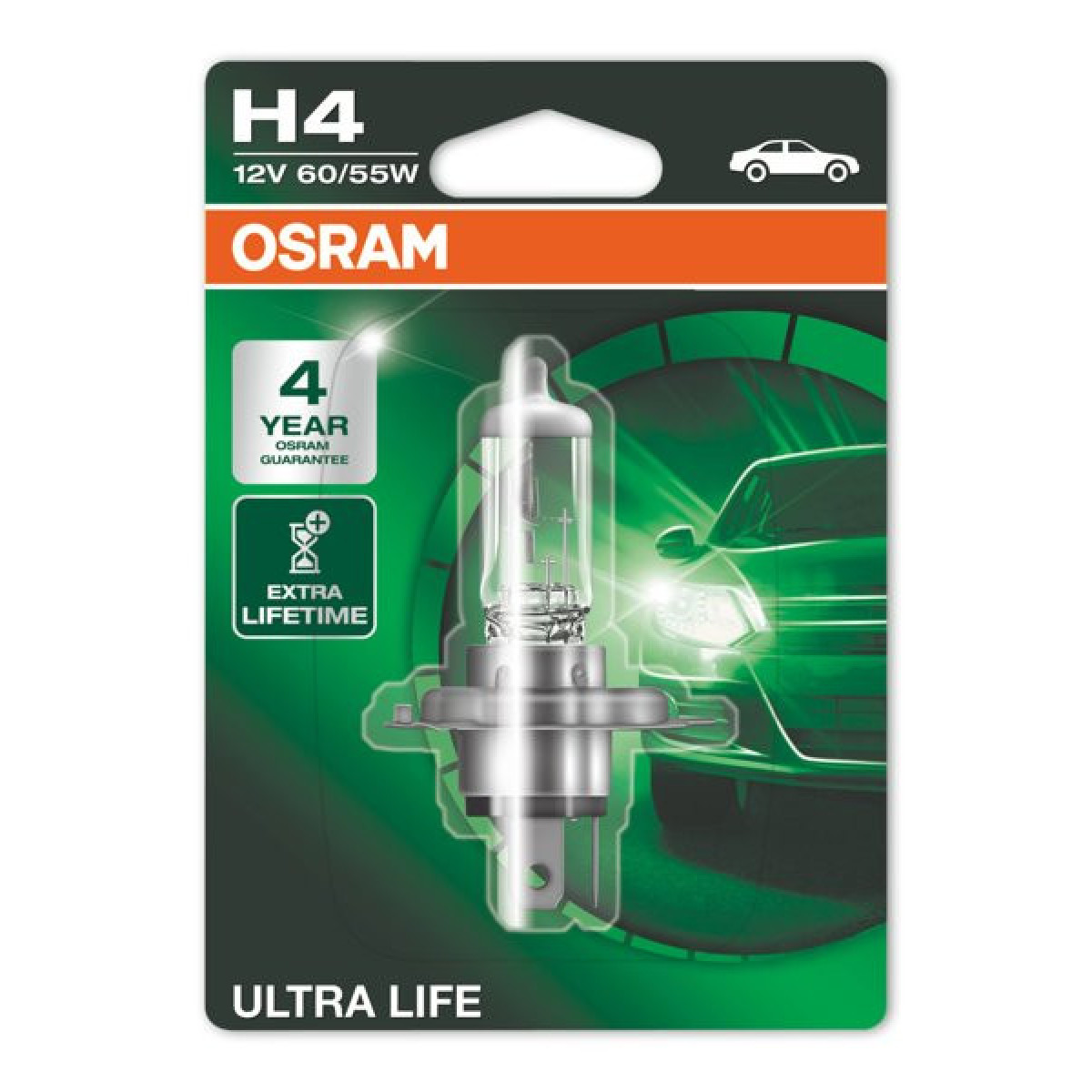 OSRAM Car bulb, ULTRA LIFE H4 60/55W 12V P43T, 1pc