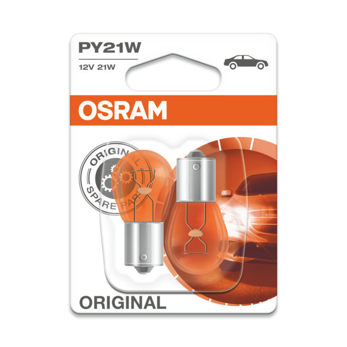 OSRAM Car bulbs 21W 12V BAU15S (yellow), 2pcs