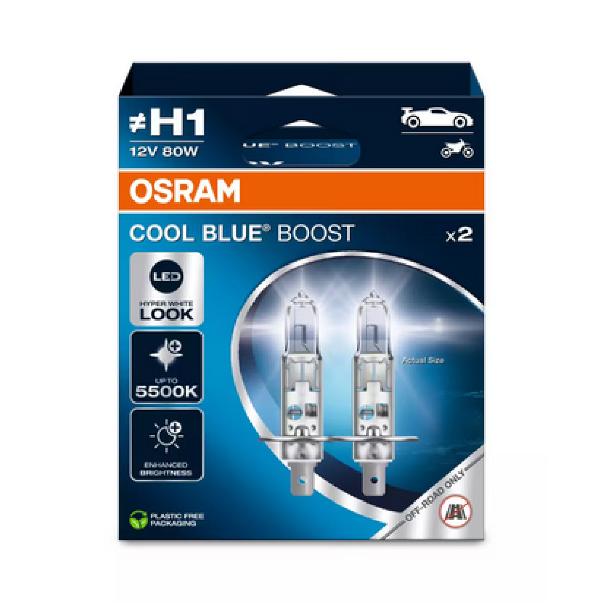 OSRAM Car bulbs COOL BLUE BOOST H1 80W 12V P14.5S, 2pcs