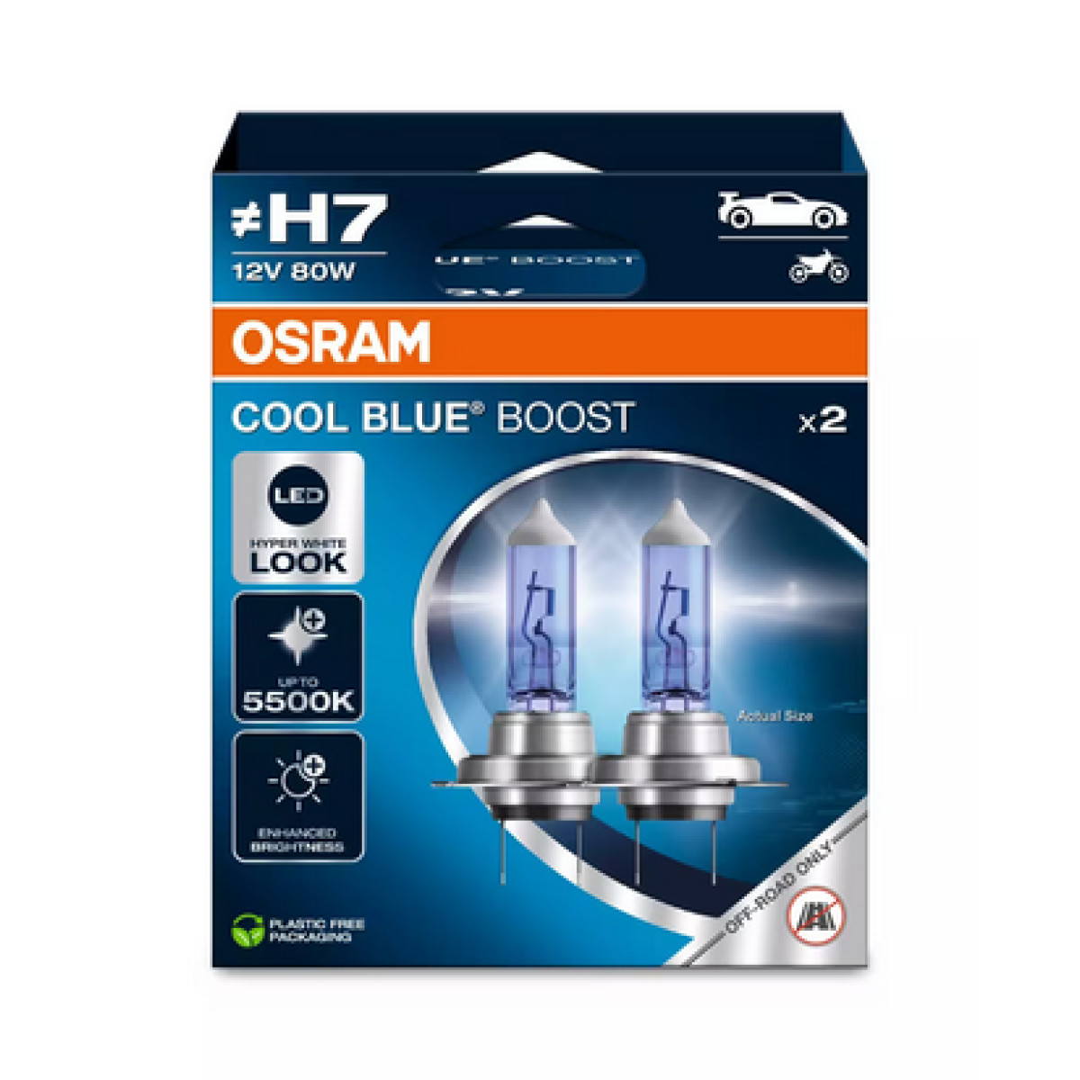 OSRAM Cool Blue Boost H7 PX26D, Car bulbs, 80W 12V, 2 pcs