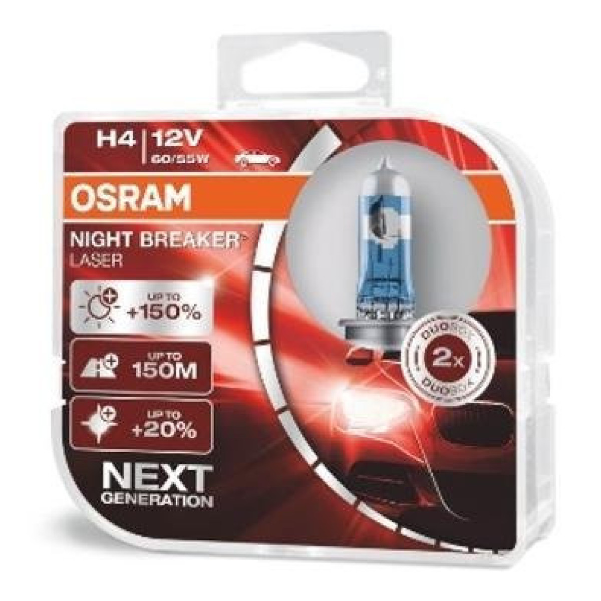 OSRAM Car bulbs NIGHT BREAKER LASER +150% H4 60/55W 12V P43T, 2pcs