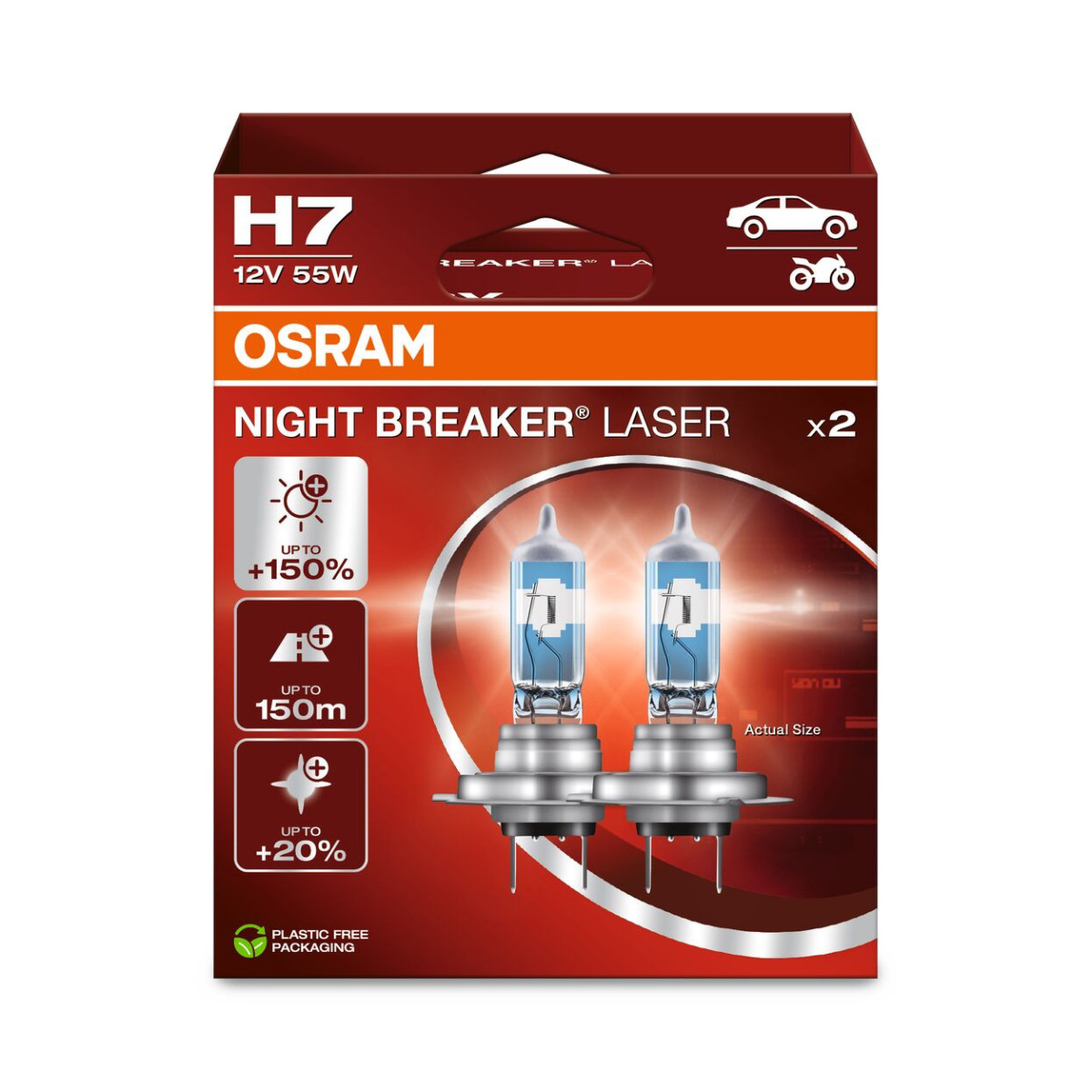 OSRAM Car bulbs NIGHT BREAKER LASER +150% H7 55W 12V PX26D, 2pcs