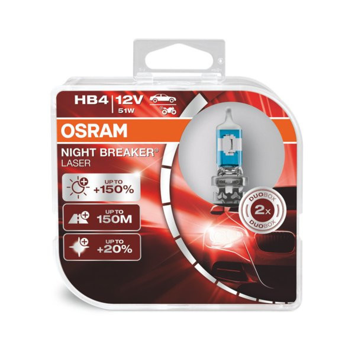 OSRAM Car bulbs Night Breaker Laser +150% HB4 51W 12V P22D (for American cars)