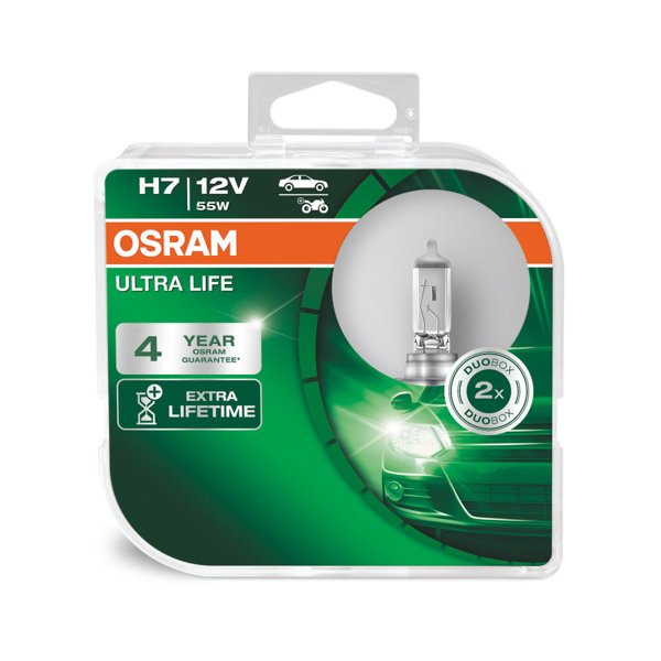 OSRAM Car bulbs, ULTRA LIFE H7 55W 12V PX26D, 2pcs