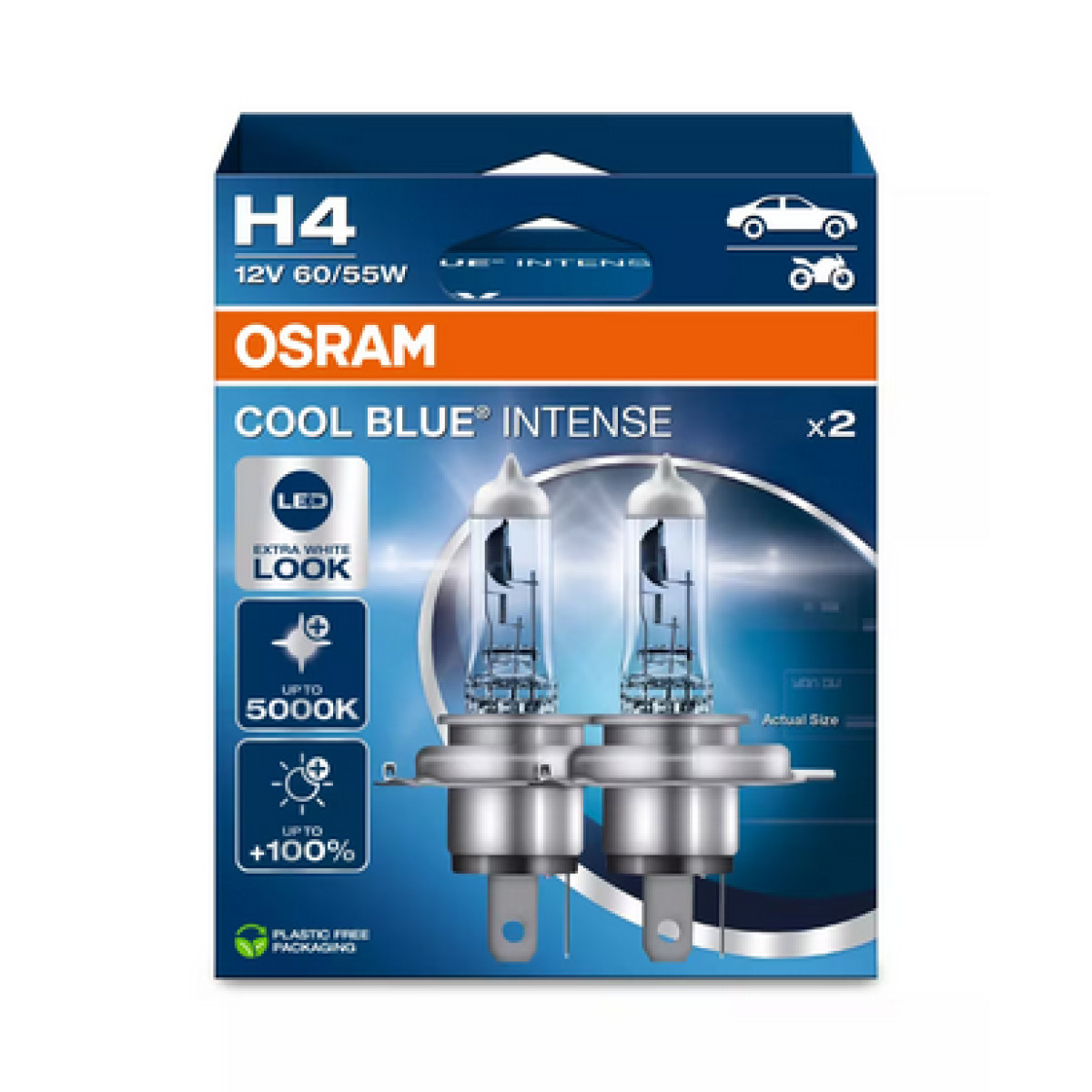 OSRAM Car bulbs COOL BLUE INTENSE H4 NEXT GEN 5000K 60/55W 12V P43T, 2pcs