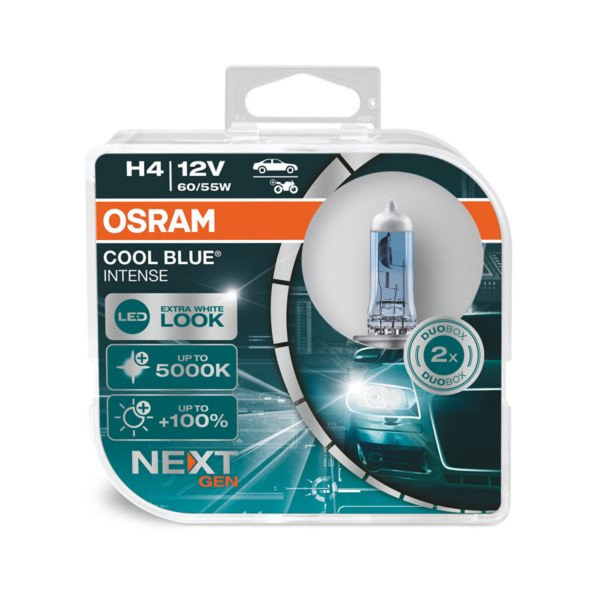 OSRAM Car bulbs COOL BLUE INTENSE H4 NEXT GEN 5000K 60/55W 12V P43T, 2pcs