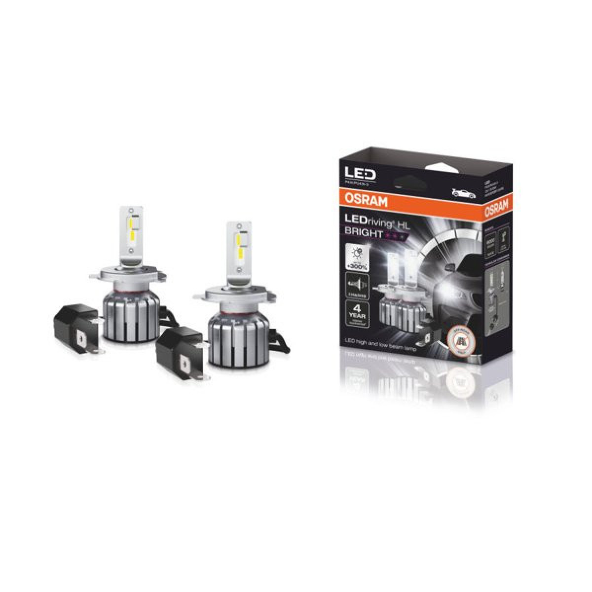 OSRAM LED Car Bulbs H4 15W 12V P43T 4X2, 2pcs