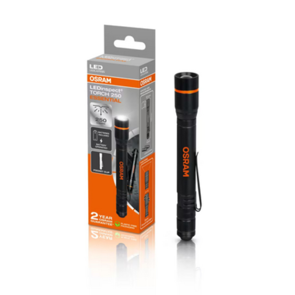 Flashlight OSRAM LEDinspect TORCH 250 ESSENTIAL 250/60 lm, 2.4W, 3V, 6500K, AAA