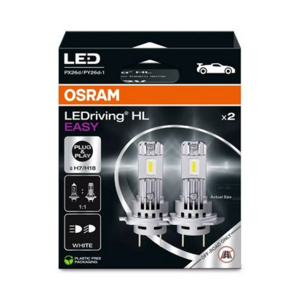OSRAM LEDriving HL EASY GEN2 H7/H18, Car bulbs, 12V 16W 6500K 1400lm, 2 pcs