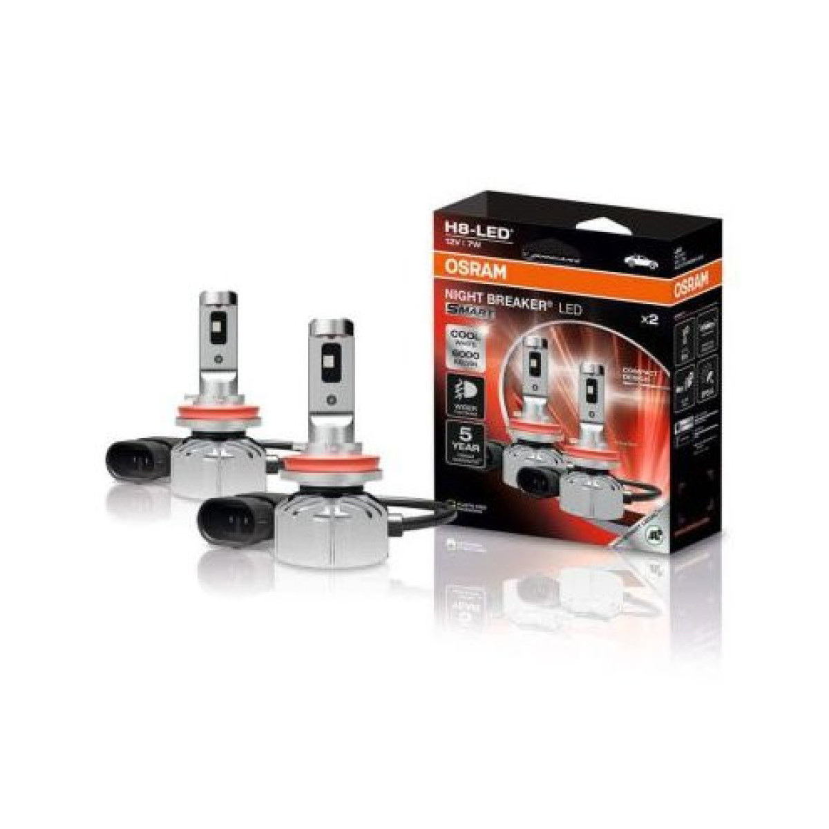 OSRAM car bulbs NIGHT BREAKER LED H8 Street Legal Smart 7W 6000K, 2pcs