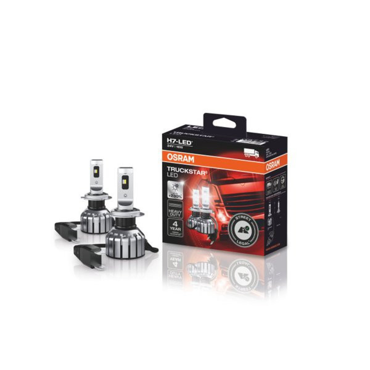 OSRAM TRUCKSTAR LED H7 Street Legal 16W 24V 6000K 150lm, 2pcs