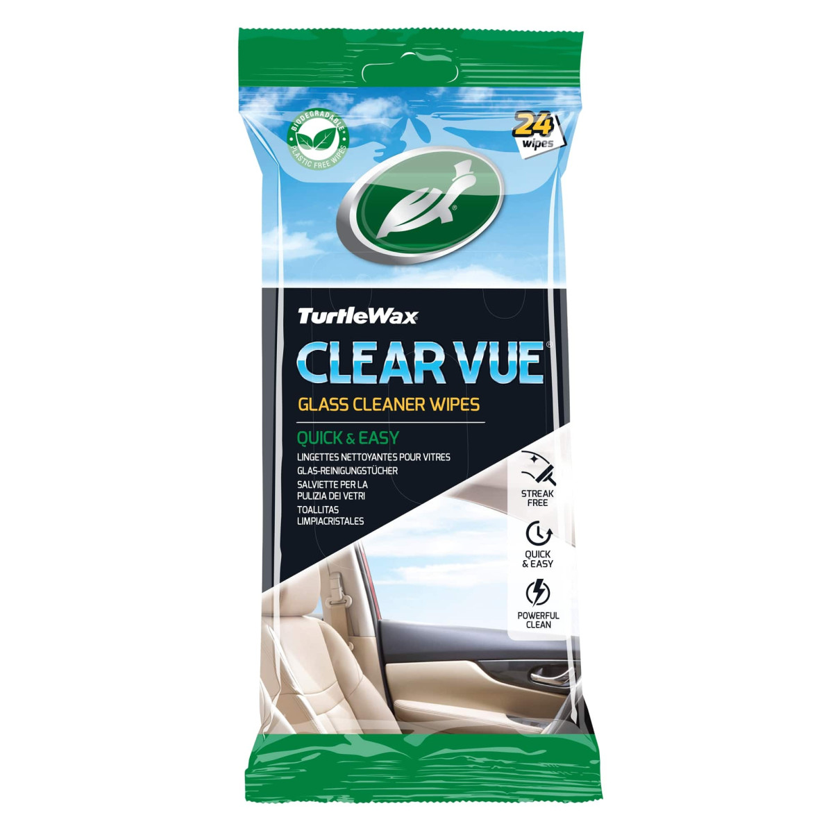 TURTLE WAX Clear vue glass wipes 24PK X6, 24 pcs TURTLE WAX Clear vue glass wipes 24PK X6, 24 pcs