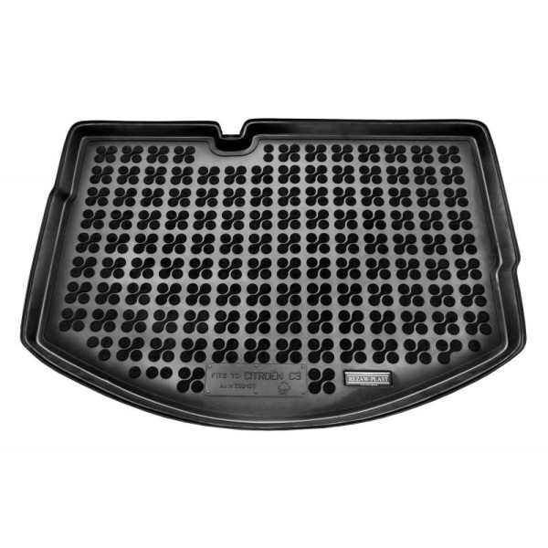 Rubber trunk mat Citroen C3 2009-2016 (version with non-standard spare wheel)