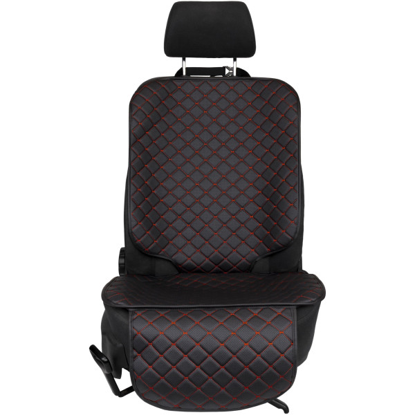 EVAtech ECO Car Seat Protector for Child Car Seats - black / black edges / red stitches