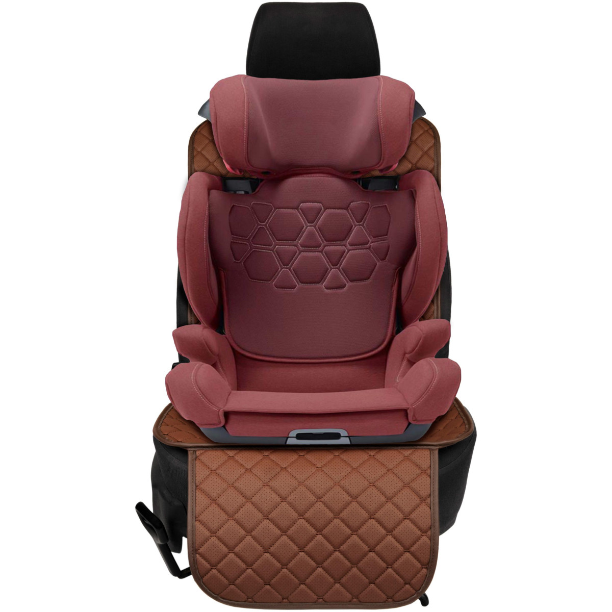 EVAtech ECO Car Seat Protector for Child Car Seats - brown / brown edges / brown stitches EVAtech ECO Car Seat Protector for Child Car Seats - brown / brown edges / brown stitches