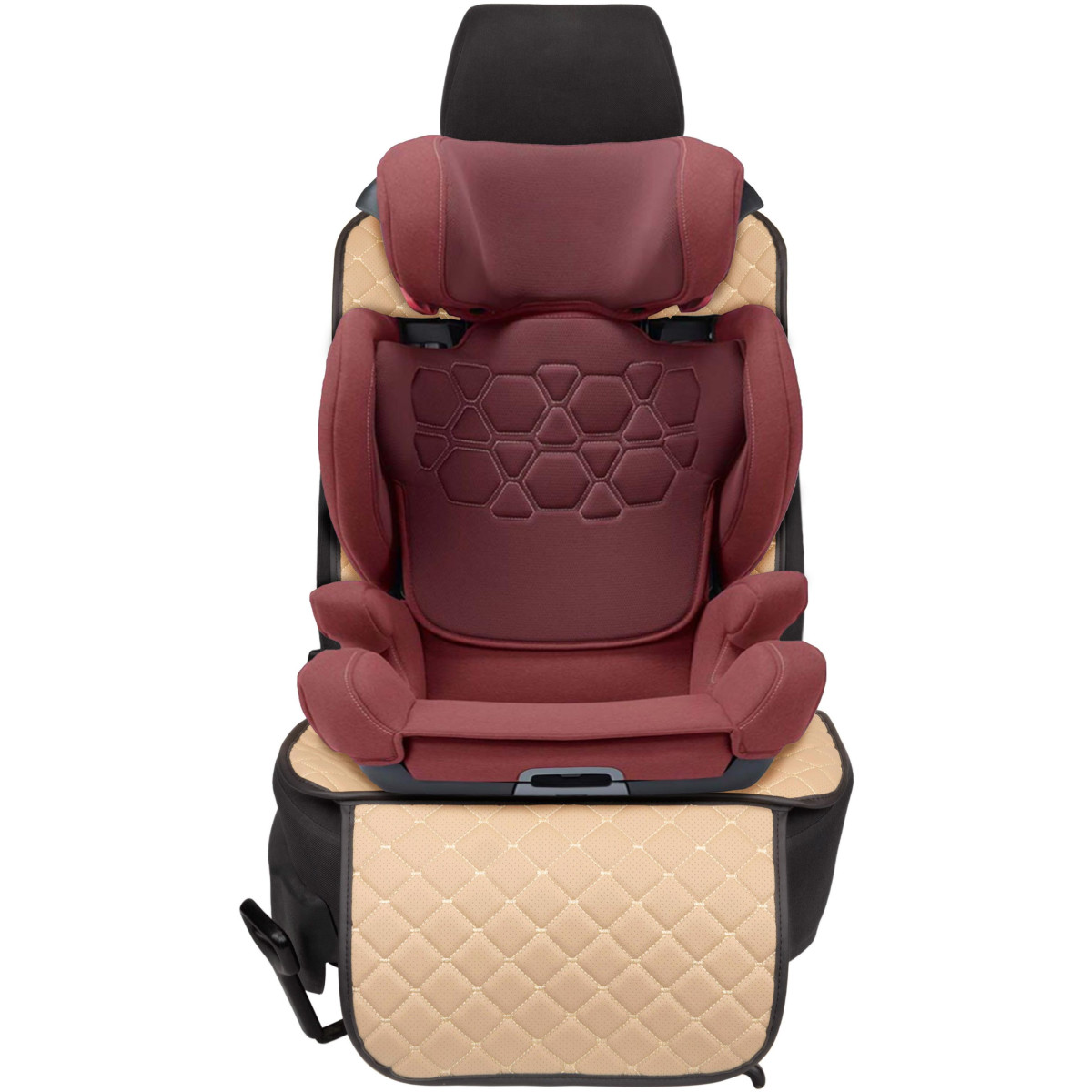 EVAtech ECO Car Seat Protector for Child Car Seats - beige / black edges / beige stitches EVAtech ECO Car Seat Protector for Child Car Seats - beige / black edges / beige stitches