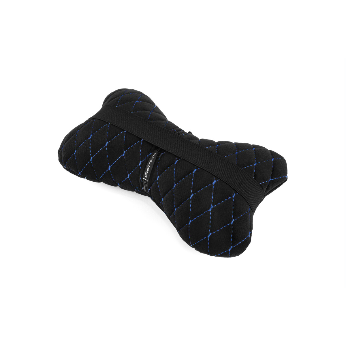 EVAtech Car Headrest Pillow 27x16 cm - black / blue stitches EVAtech Car Headrest Pillow 27x16 cm - black / blue stitches