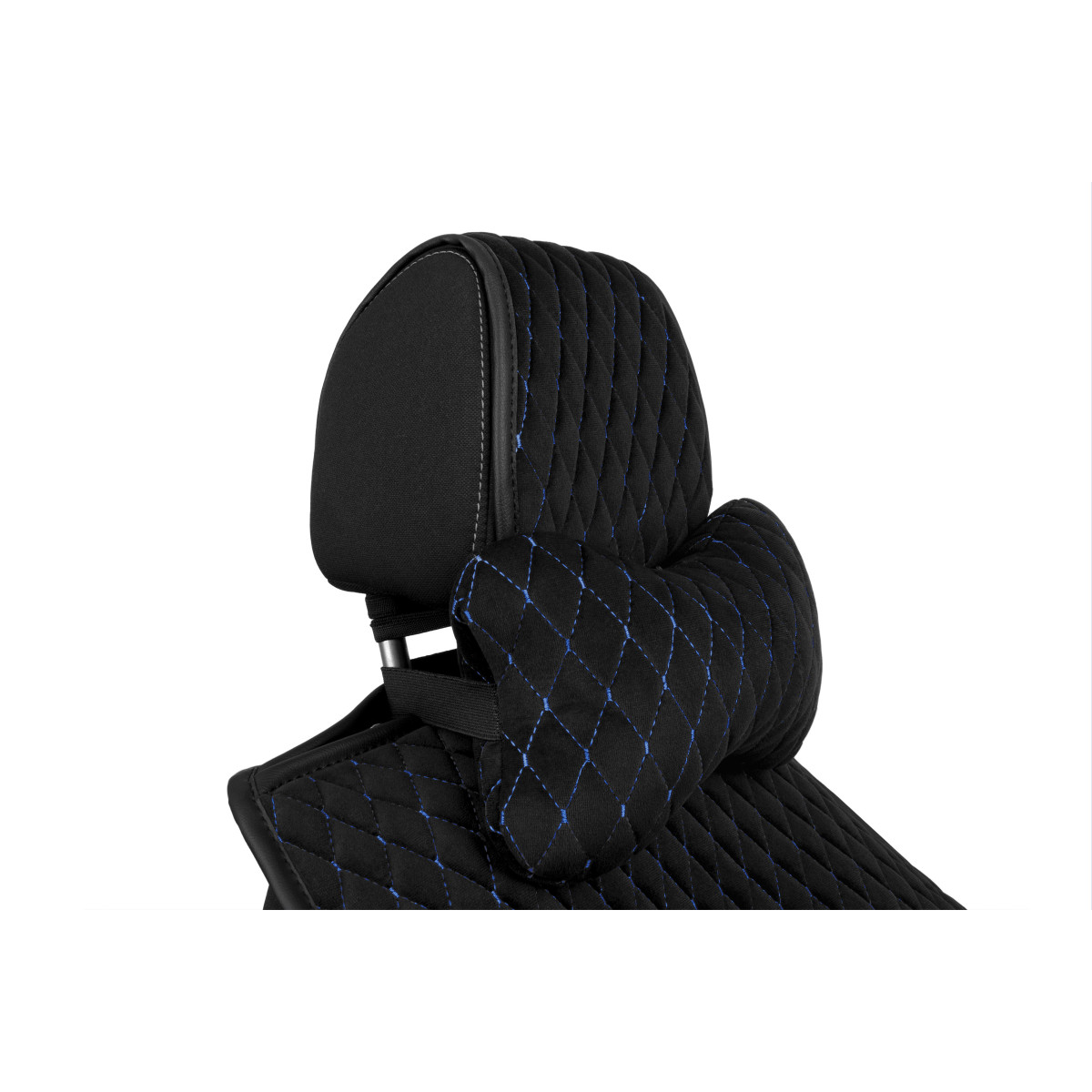 EVAtech Car Headrest Pillow 27x16 cm - black / blue stitches EVAtech Car Headrest Pillow 27x16 cm - black / blue stitches