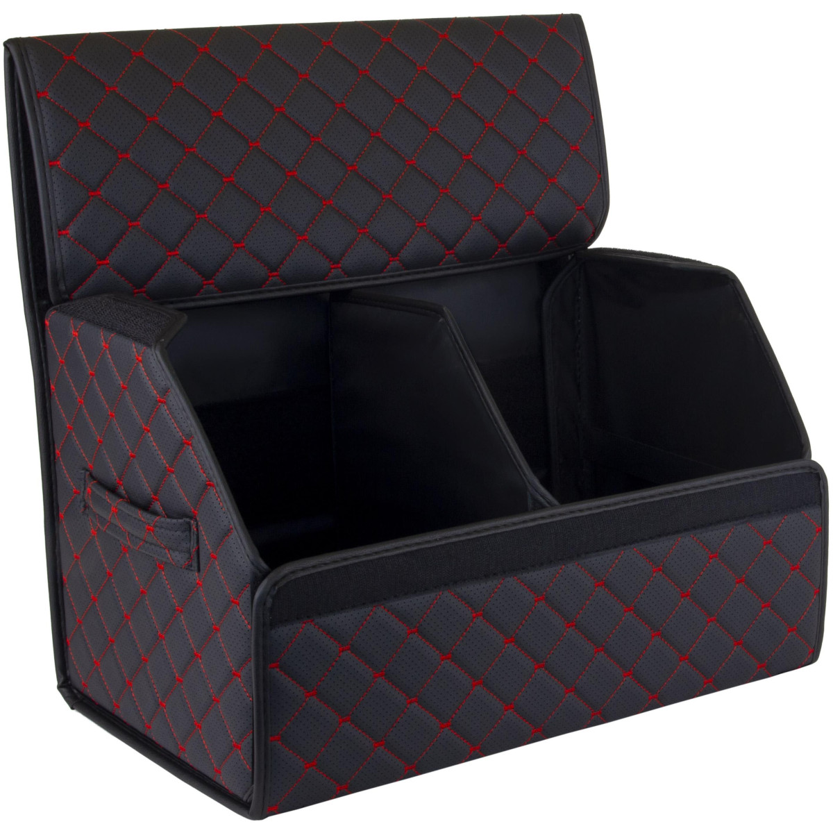 EVAtech Trunk Organizer ECO M 30x30x50 cm - black / black edges / red stitches / black interior EVAtech Trunk Organizer ECO M 30x30x50 cm - black / black edges / red stitches / black interior