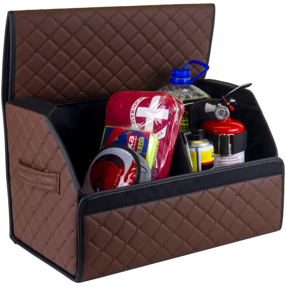 EVAtech Trunk Organizer EVAtech ECO M 30x30x50 cm - brown / black edges / brown stitches / black interior EVAtech Trunk Organizer EVAtech ECO M 30x30x50 cm - brown / black edges / brown stitches / black interior