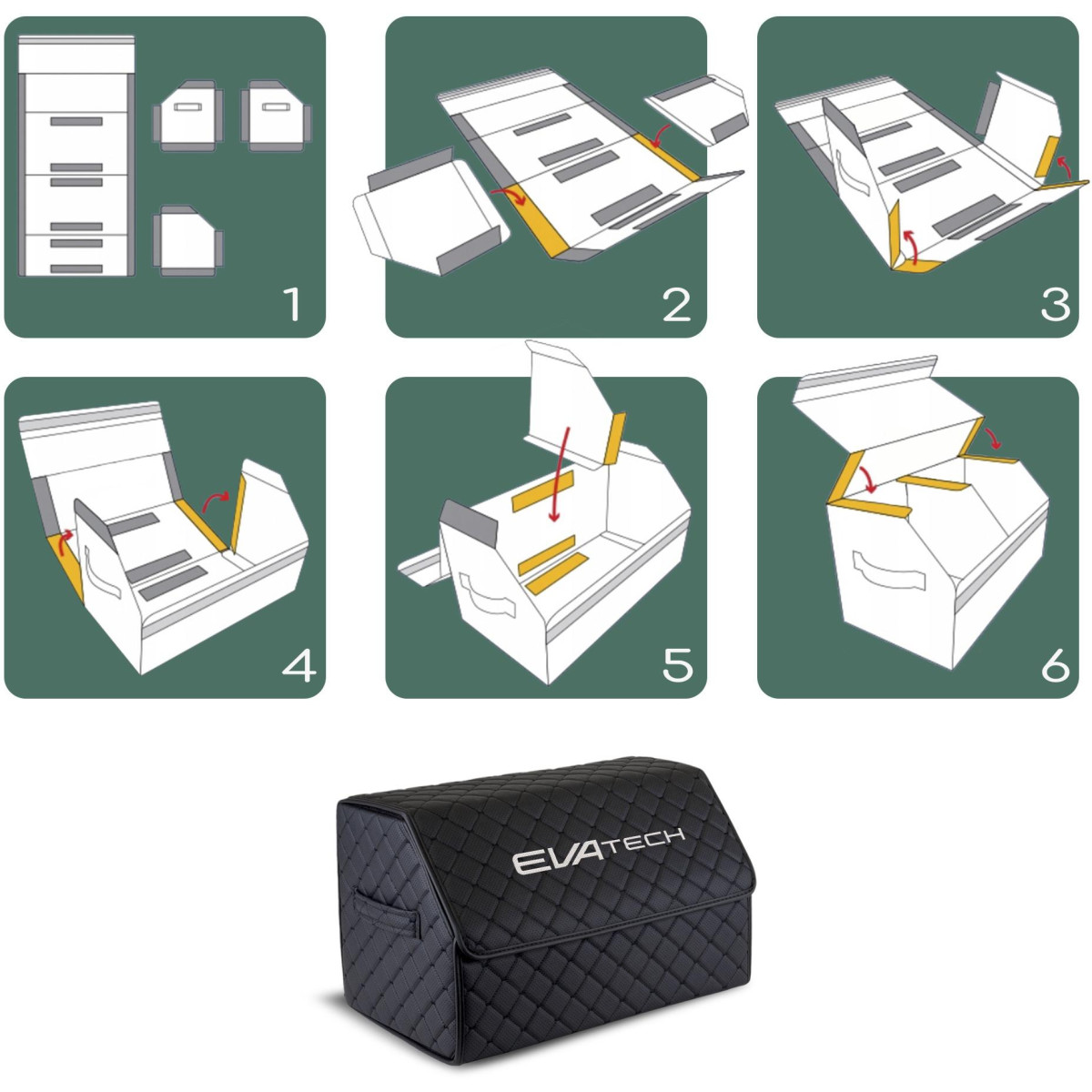 EVAtech Trunk Organizer EVAtech ECO M 30x30x50 cm - brown / black edges / brown stitches / black interior EVAtech Trunk Organizer EVAtech ECO M 30x30x50 cm - brown / black edges / brown stitches / black interior