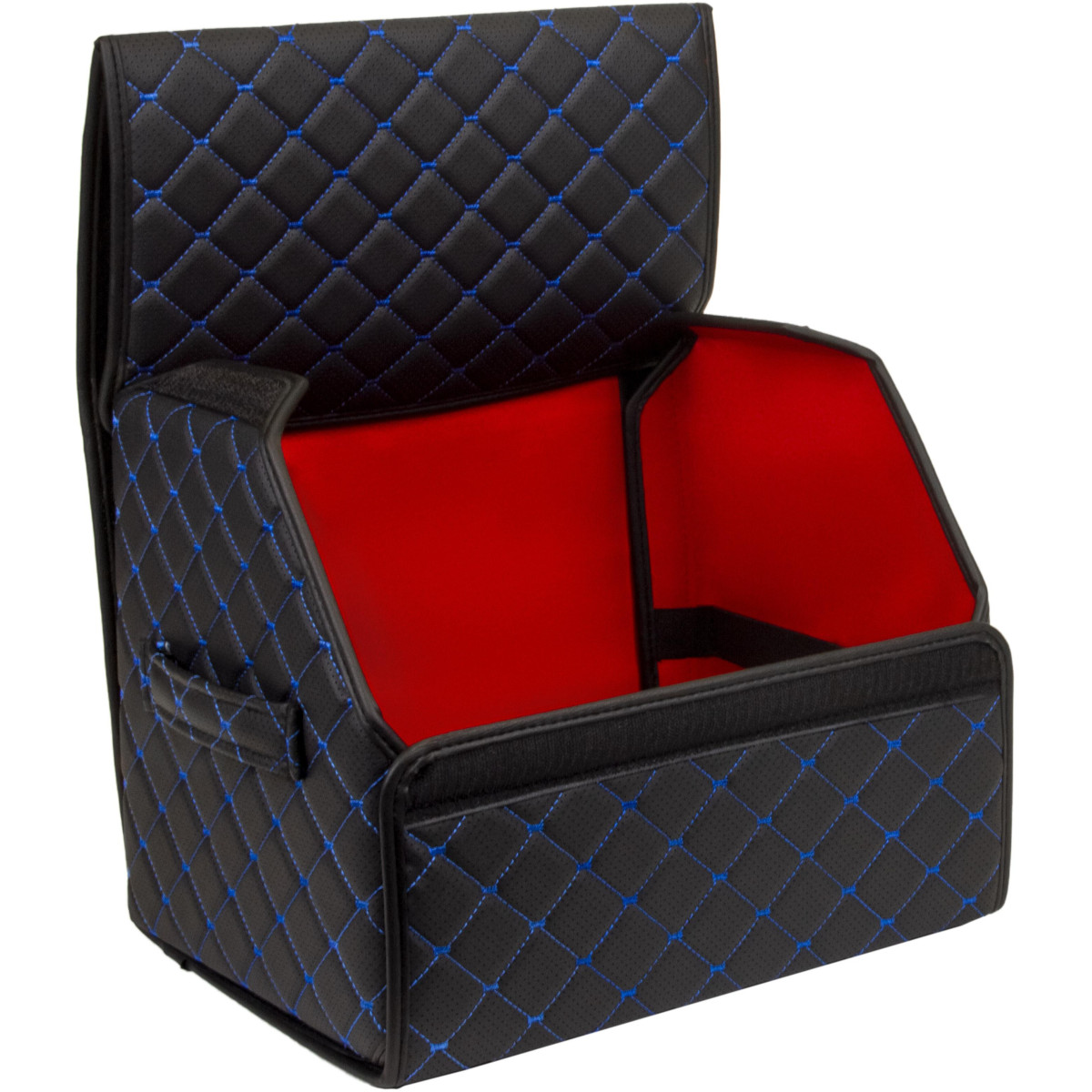 EVAtech Trunk Organizer ECO S 30x30x35 cm - black / black edges / blue stitches / red interior