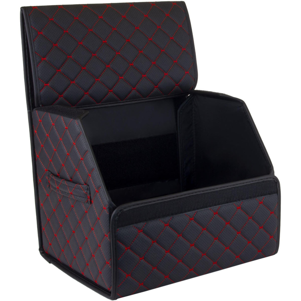 EVAtech Trunk Organizer ECO S 30x30x35 cm - black / black edges / red stitches / black interior