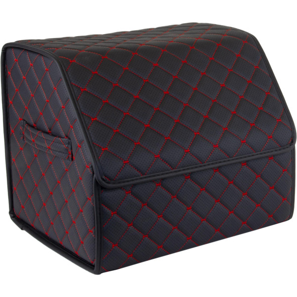 EVAtech Trunk Organizer ECO S 30x30x35 cm - black / black edges / red stitches / red interior