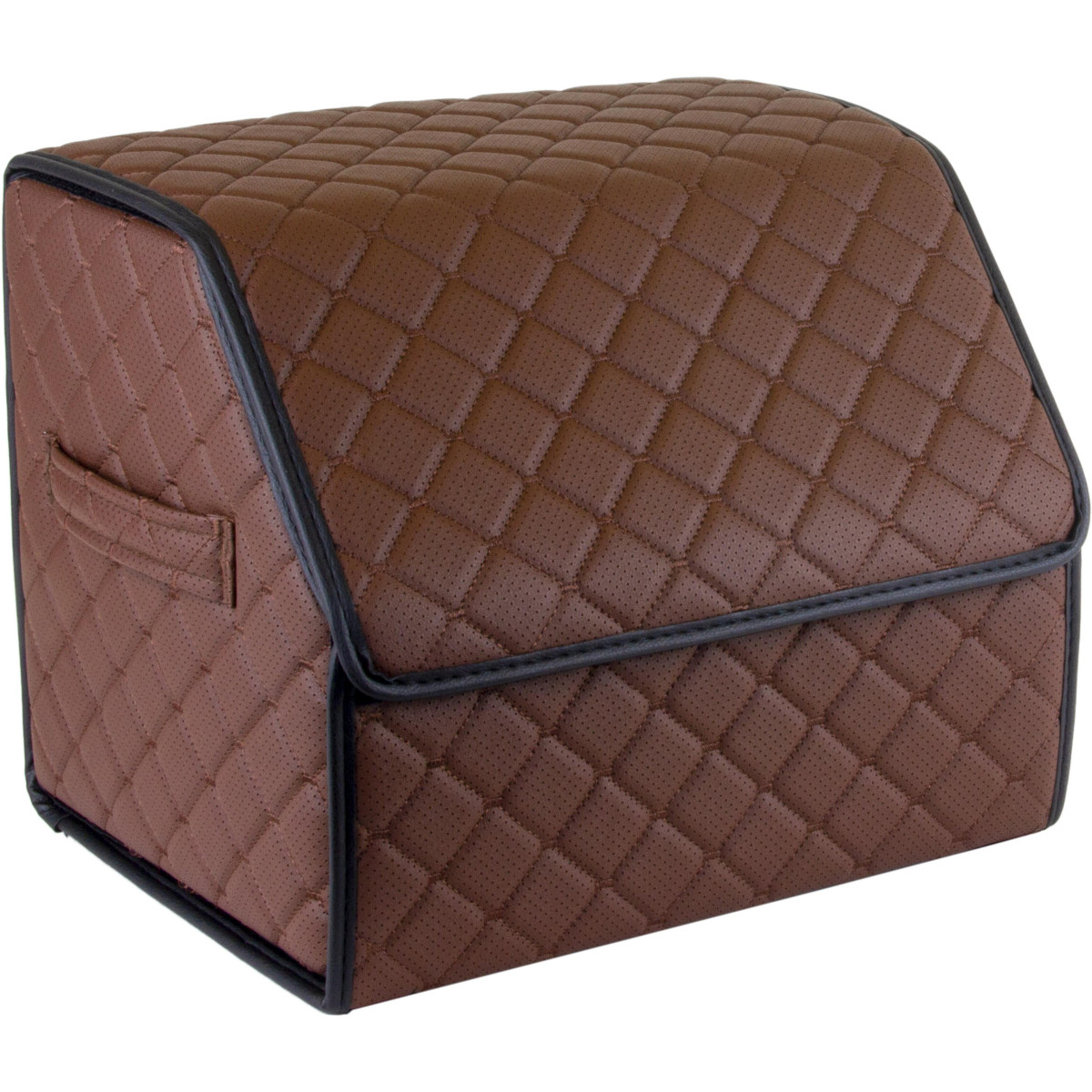 EVAtech Trunk Organizer ECO S 30x30x35 cm - brown / black edges / brown stitches / red interior