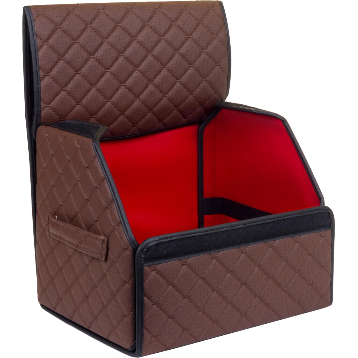 EVAtech Trunk Organizer ECO S 30x30x35 cm - brown / black edges / brown stitches / red interior