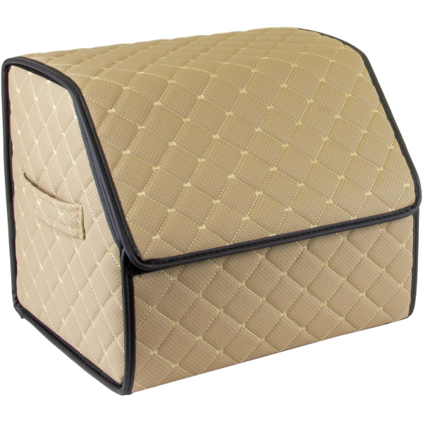 EVAtech Trunk Organizer ECO S 30x30x35 cm - beige / black edges / beige stitches / red interior