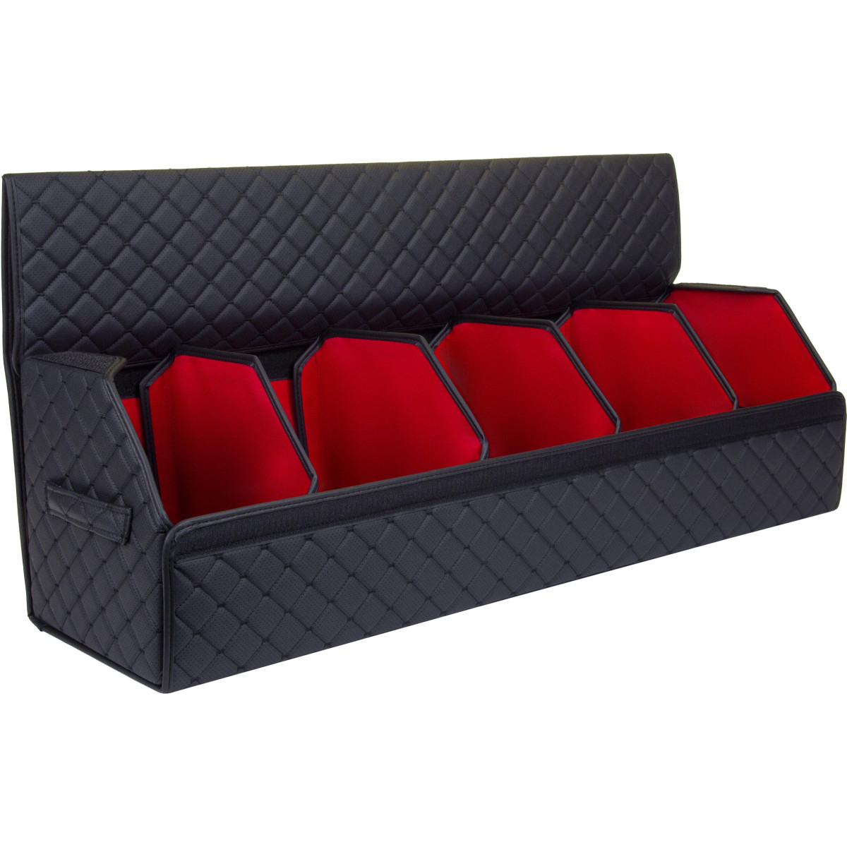 EVAtech Trunk Organizer ECO XXL 30x30x100 cm - black / black edges / black stitches / red interior