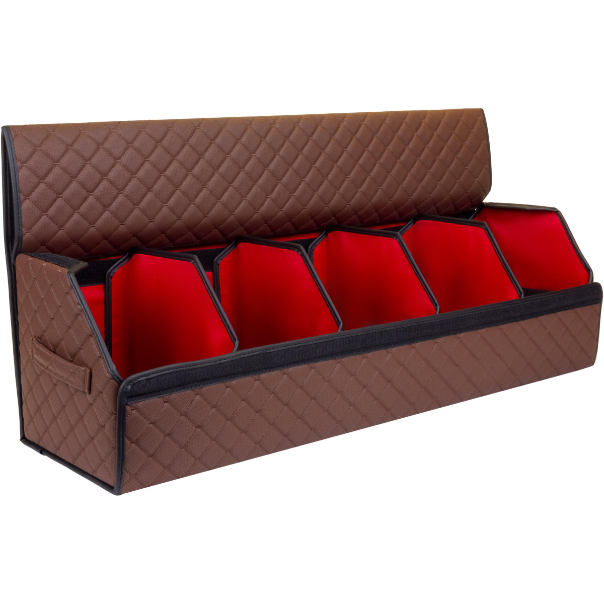 EVAtech Trunk Organizer ECO XXL 30x30x100 cm - brown / black edges / brown stitches / red interior