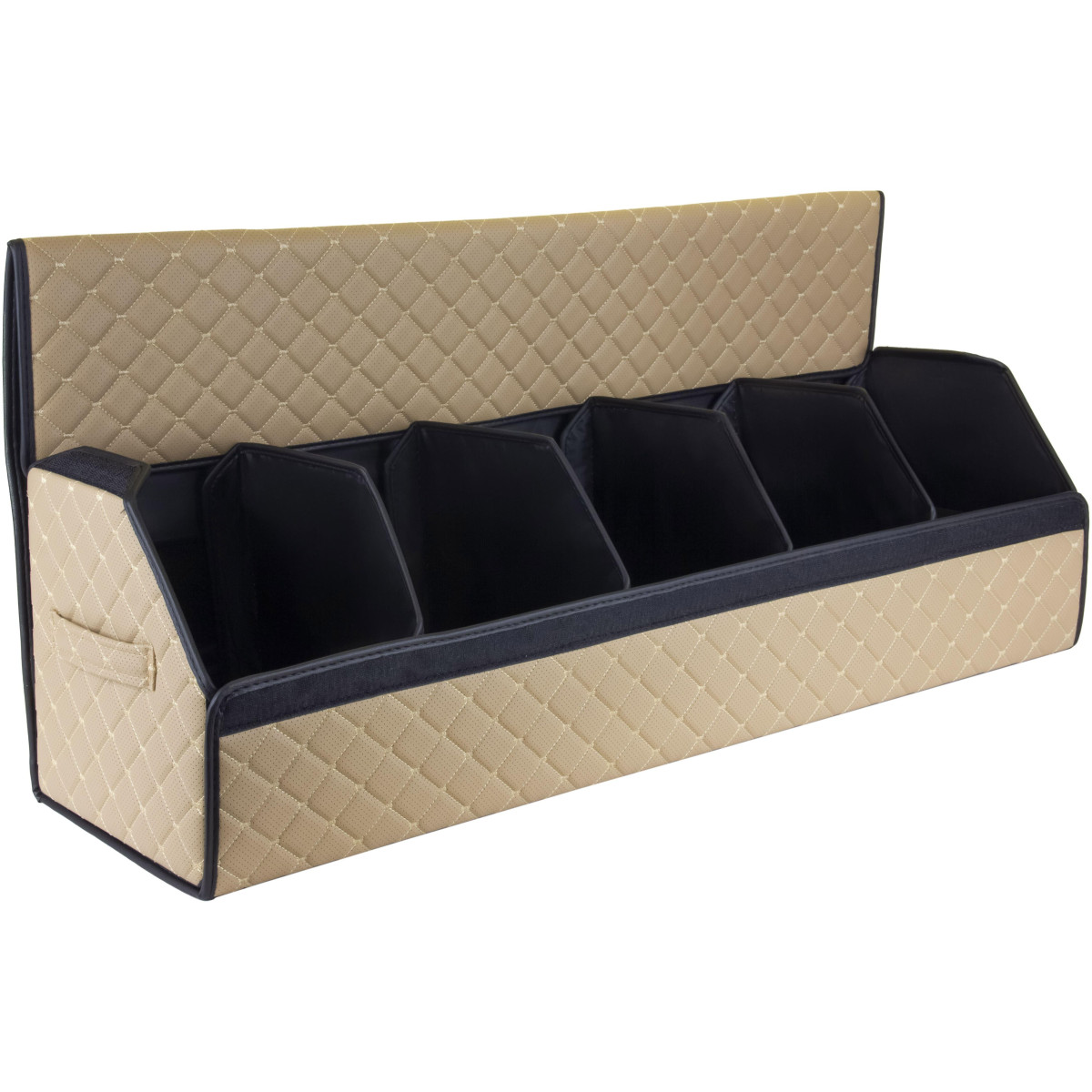 EVAtech Trunk Organizer ECO XXL 30x30x100 cm - beige / black edges / beige stitches / black interior