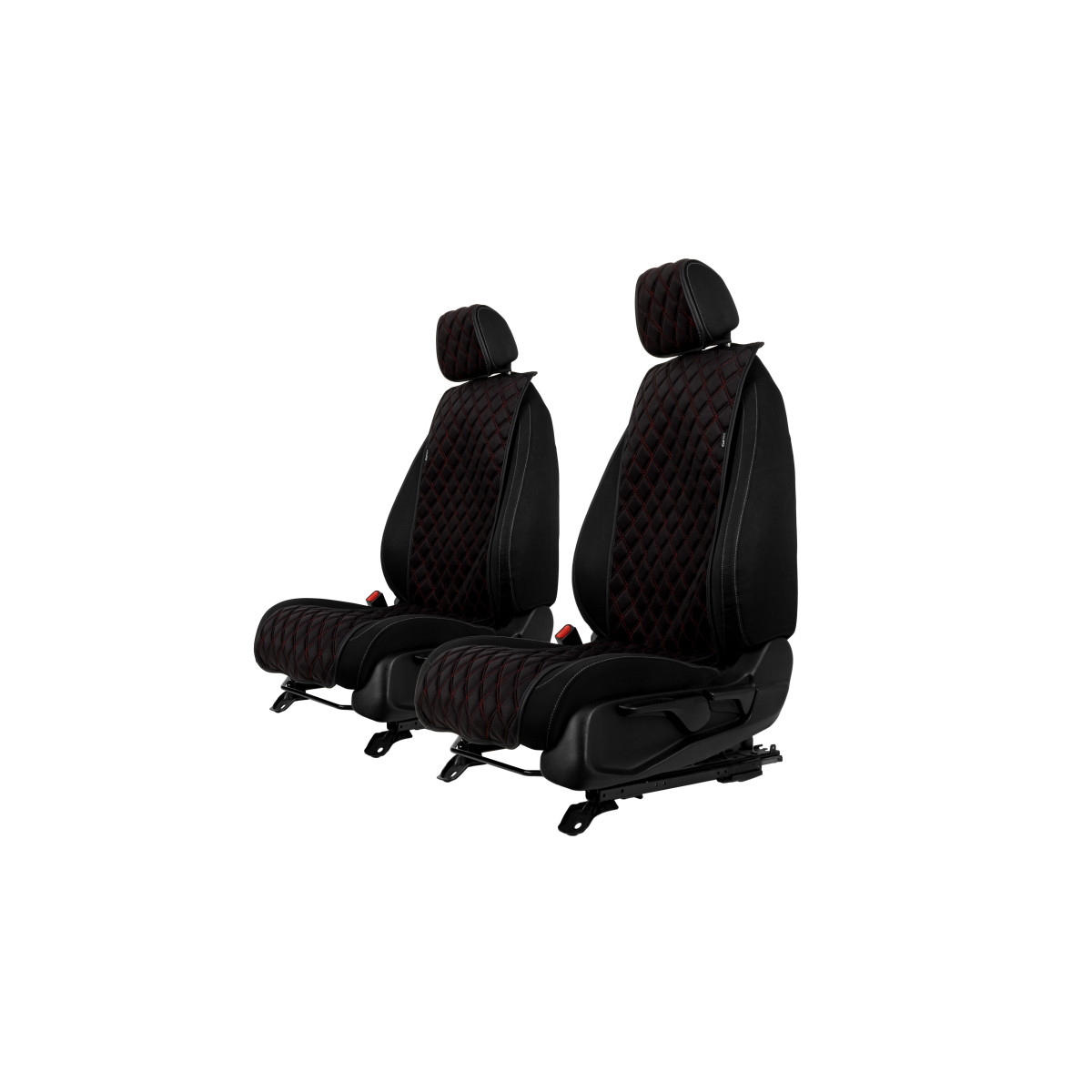 EVAtech Basic Seat Covers, 2 pcs - black / black edges / red stitches EVAtech Basic Seat Covers, 2 pcs - black / black edges / red stitches
