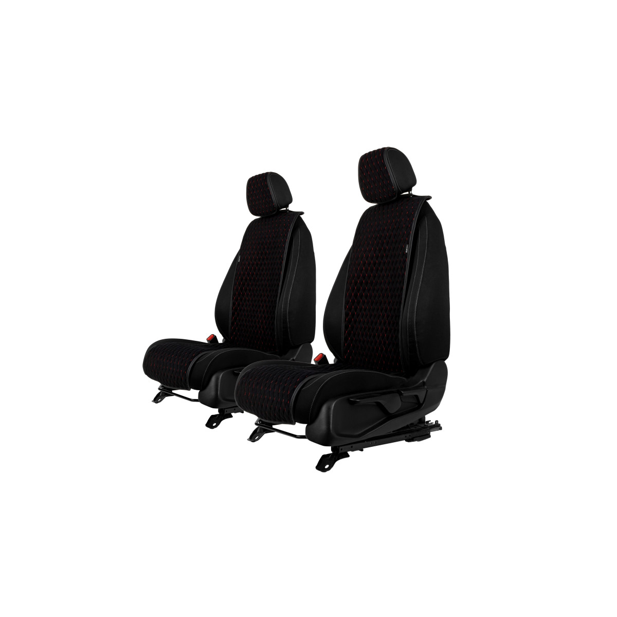 EVAtech Basic Seat Covers, 2 pcs - black / black edges / red stitches EVAtech Basic Seat Covers, 2 pcs - black / black edges / red stitches