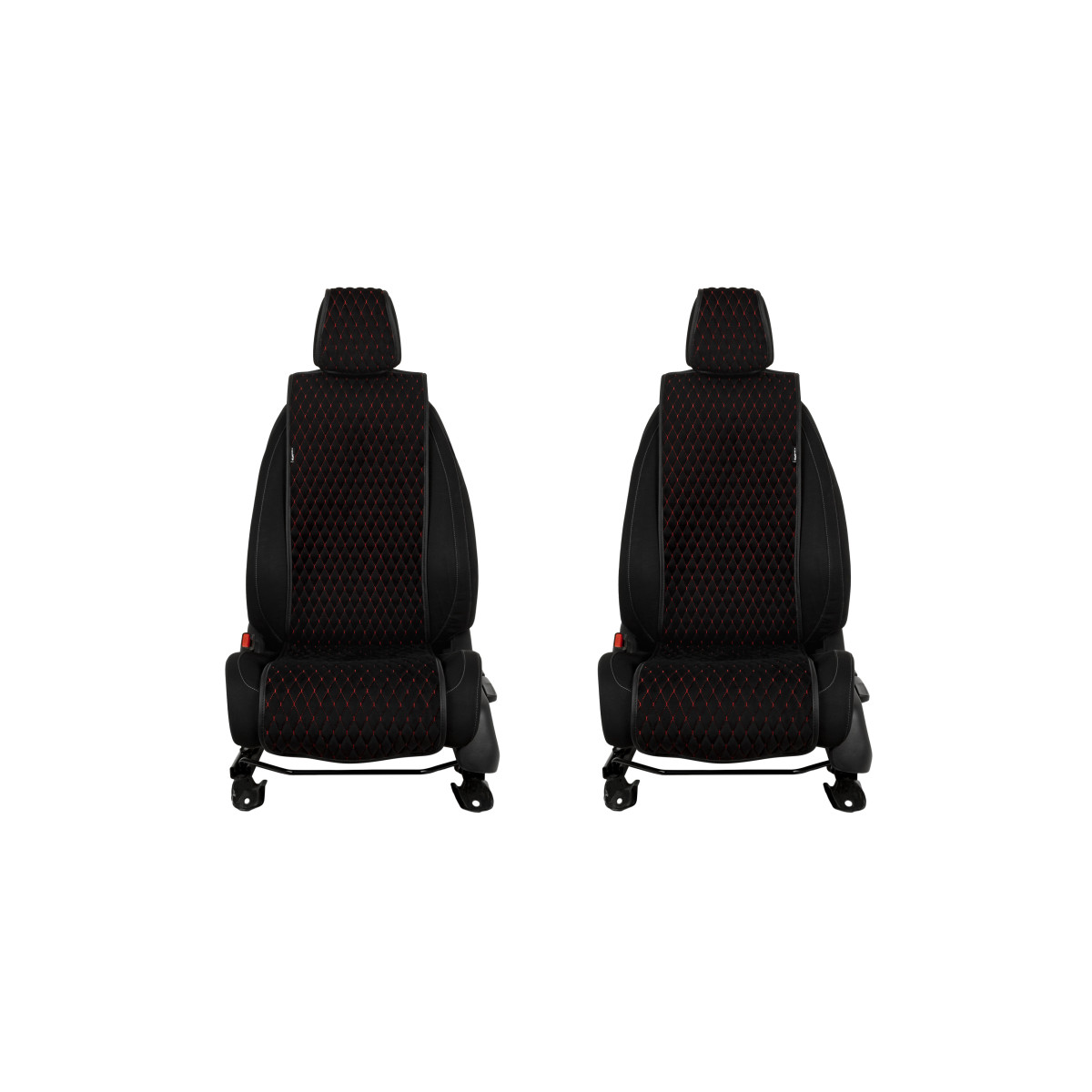 EVAtech Basic Seat Covers, 2 pcs - black / black edges / red stitches EVAtech Basic Seat Covers, 2 pcs - black / black edges / red stitches