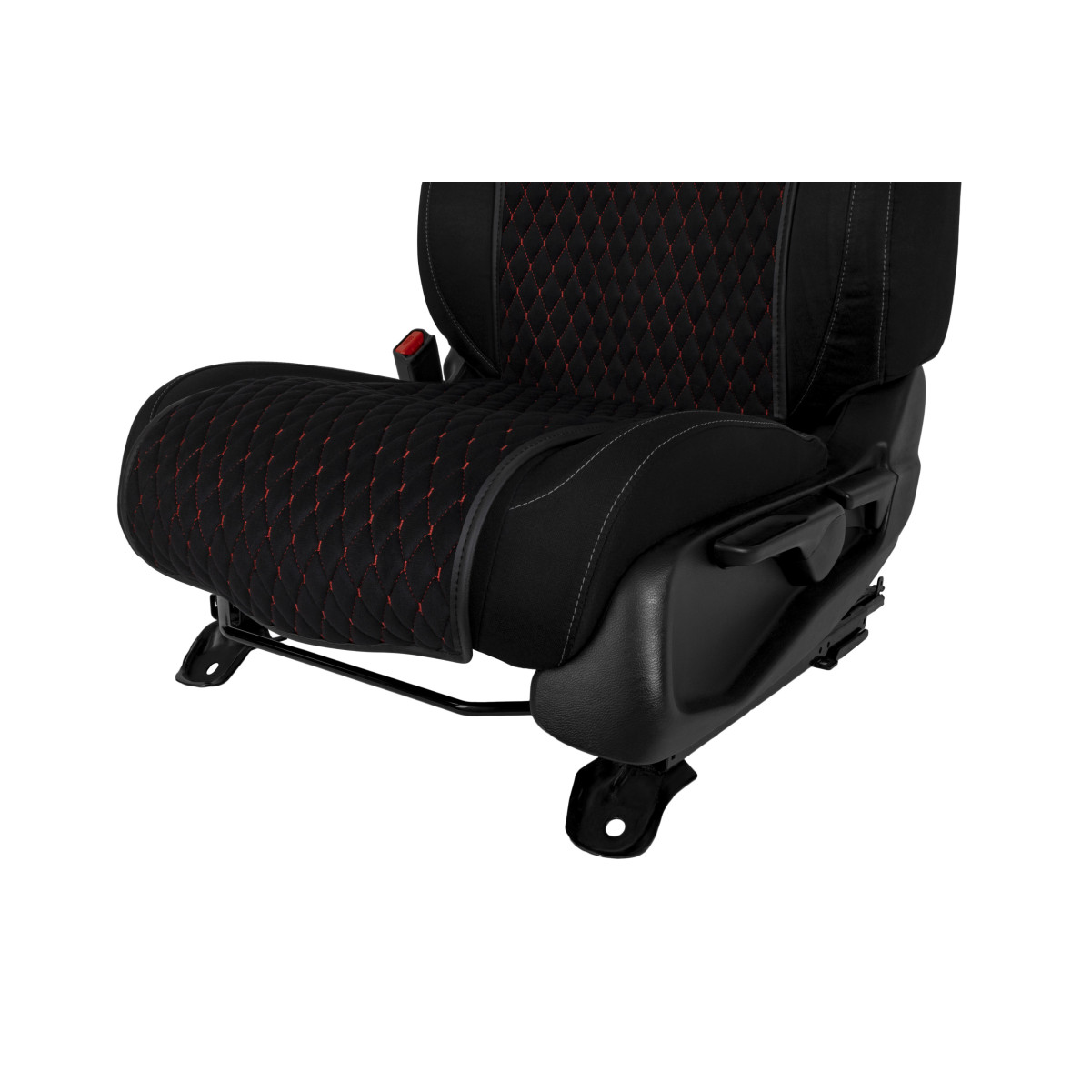 EVAtech Basic Seat Covers, 2 pcs - black / black edges / red stitches EVAtech Basic Seat Covers, 2 pcs - black / black edges / red stitches