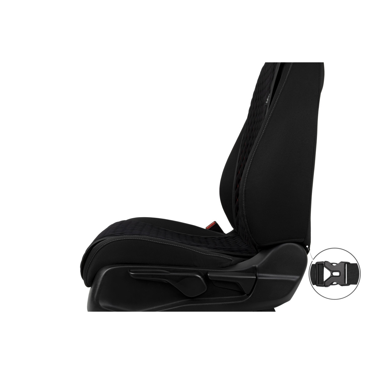 EVAtech Basic Seat Covers, 2 pcs - black / black edges / red stitches EVAtech Basic Seat Covers, 2 pcs - black / black edges / red stitches